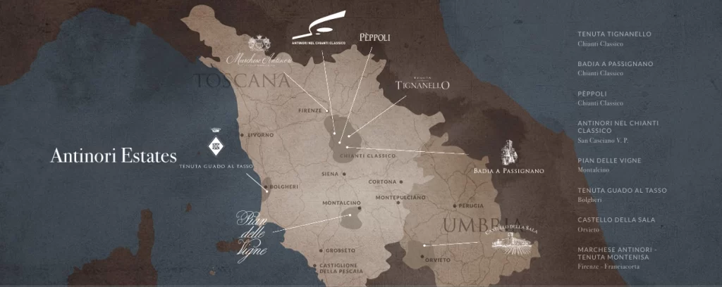 Antinori produz vinhos em vários pontos da Itália